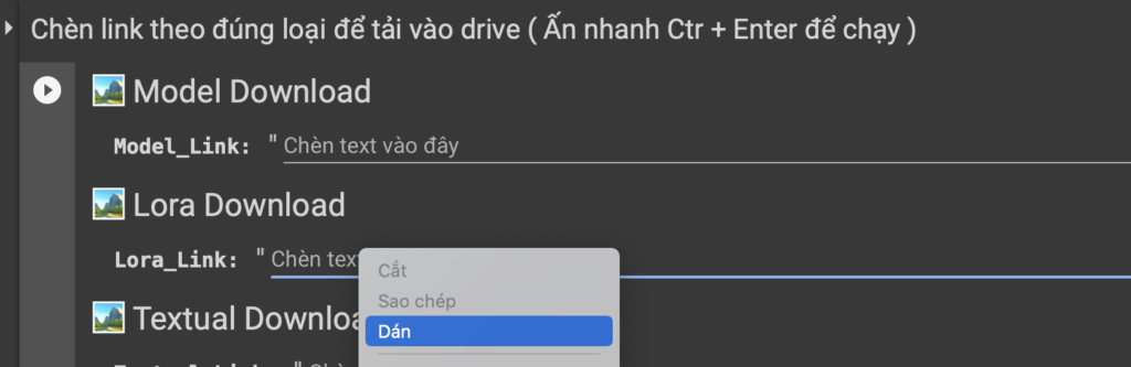 Vị trí dán link