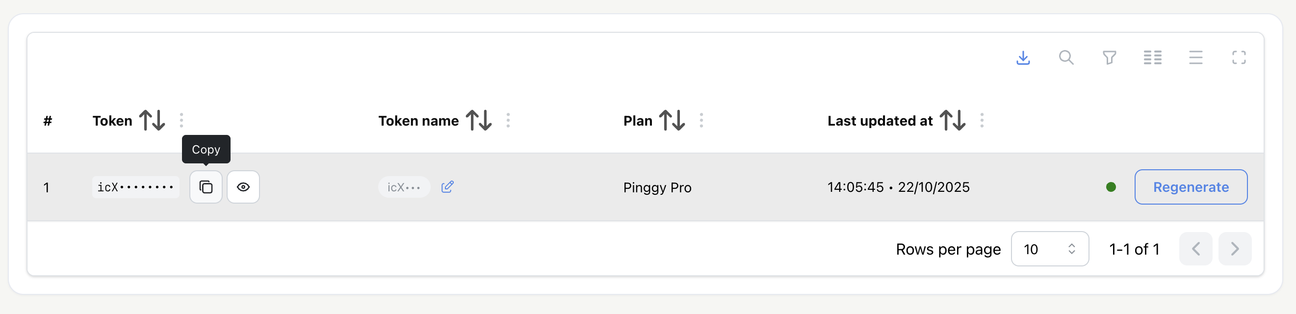 Copy token pinggy