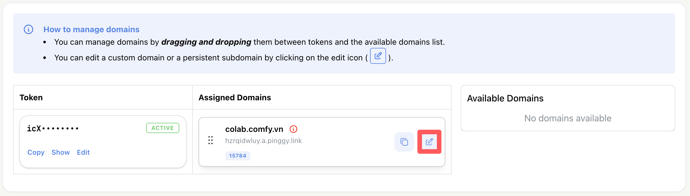 Cài đặt domain cố định pinggy